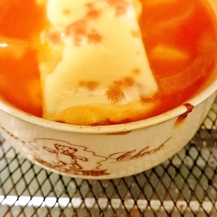 焼きチーズのミネストローネスープ